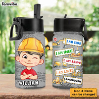 Personalized Inspiring Gift For Grandson I Am Kind Construction Theme Kids Water Bottle 31259 thumb 1