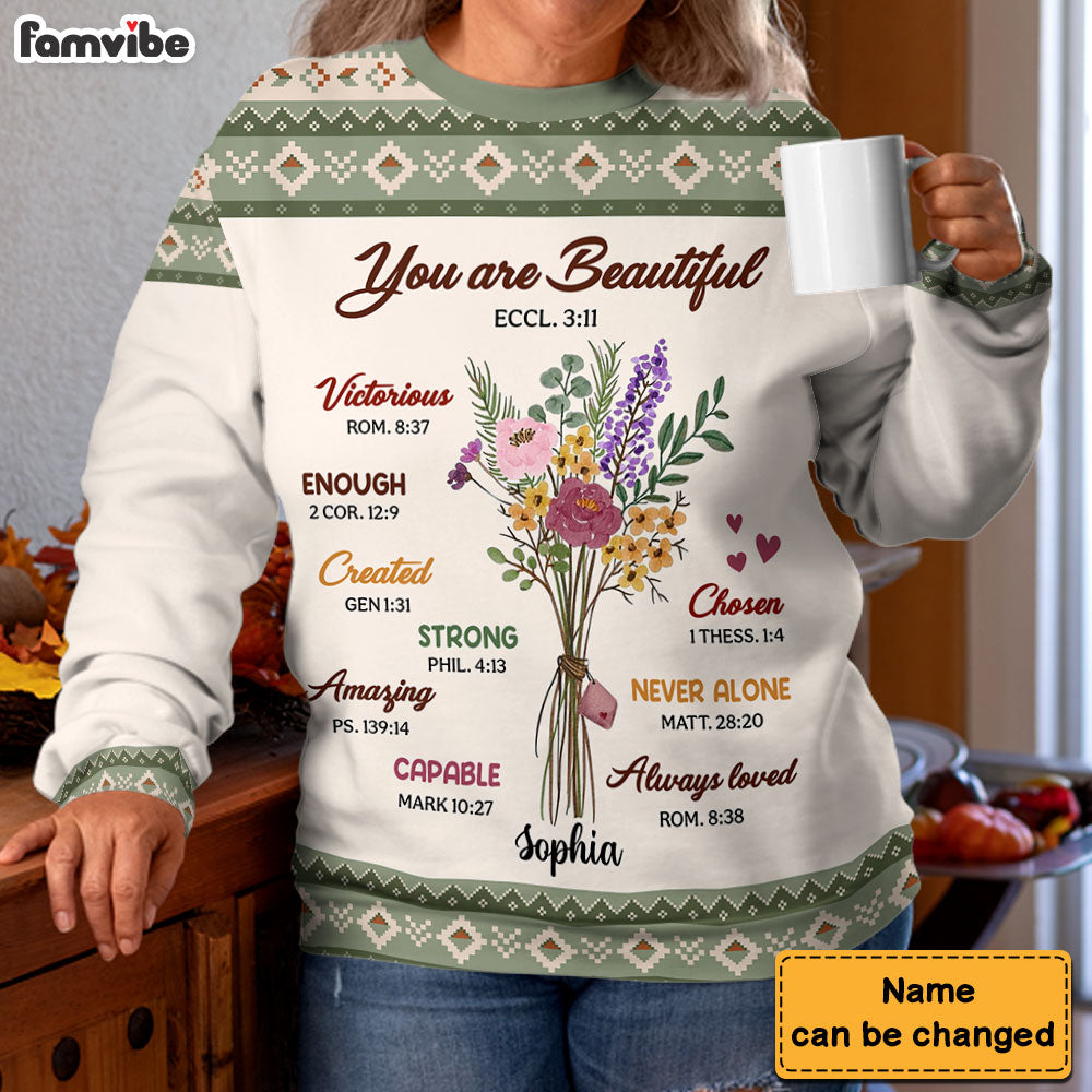 Personalized Inspirational Gift For Daughter You Are Beautiful Ugly Sweater 30031 Primary Mockup