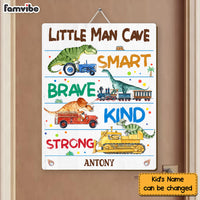 Personalized Gift For Grandson Little Man Cave Dinosaur Wood Sign 28247 thumb 1
