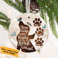 Personalized Dog Memorial Your Wings Were Ready  Circle Ornament NB243 85O53 thumb 1