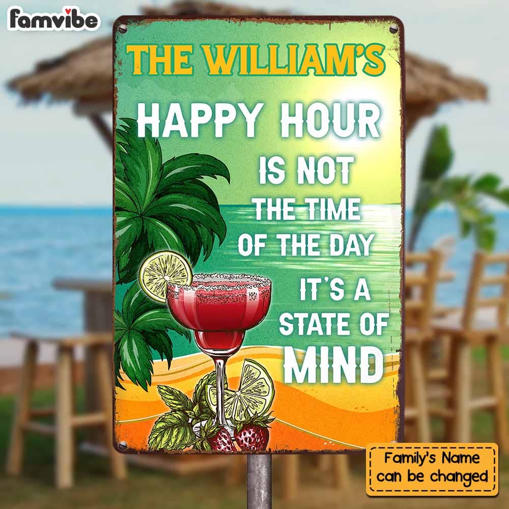 Personalized Gift Happy Hour is Not the Time of the Day It’s a State of Mind Tiki Bar Decoration Metal Sign 26194 Mockup 2