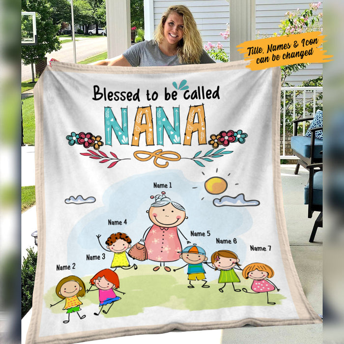 Personalized Blessed To Be Called Grandma Cartoon Blanket NB232 30O58 1