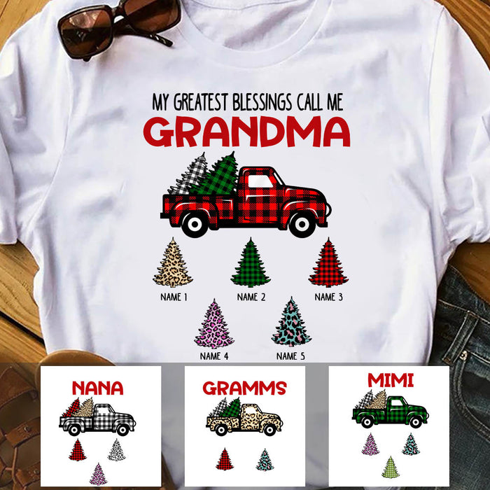 Personalized Grandma Red Truck Christmas Tree T Shirt OB83 95O60 1