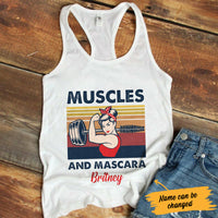 Personalized Gym Women Muscles & Mascara Racerback Tank JL105 95O34 thumb 1