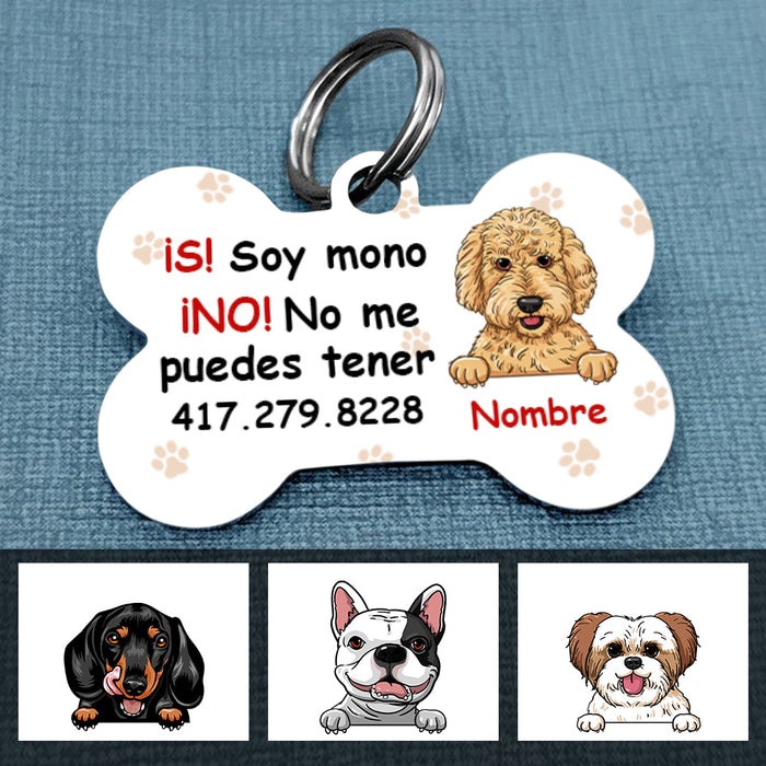 Personalized Perro Soy Mono Spanish Dog I Am Cute Bone Pet Tag AP125 67O57 1