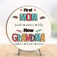 Personalized First Mom Now Grandma 2 Layered Separate Wooden Plaque 31647 thumb 1