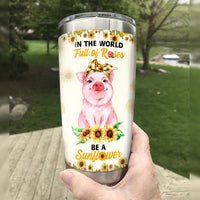 Personalized Pig With Sunflower Steel Tumbler JN184 73O47 thumb 1