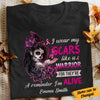 Personalized Skull Girl Breast Cancer I Wear Scars T Shirt AG262 65O34 1