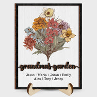Personalized Gift For Grandma's Garden Birth Flower 2 Layered Wooden Plaque 31508 thumb 1