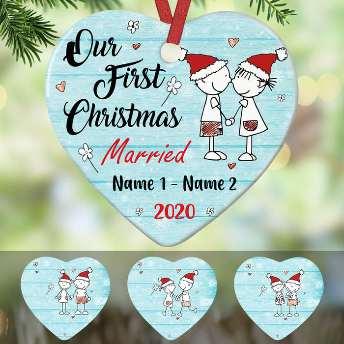 Personalized Couple First Christmas Doodle  Ornament NB32 30O60 1