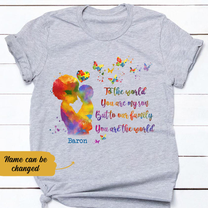 Personalized To The World Autism Mom BWA T Shirt AG41 73O58 1