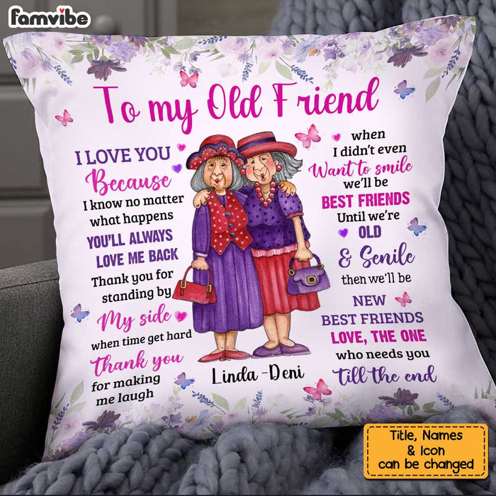 Personalized Old Friends Thank You Purple Floral Pillow OB262 58O34 1