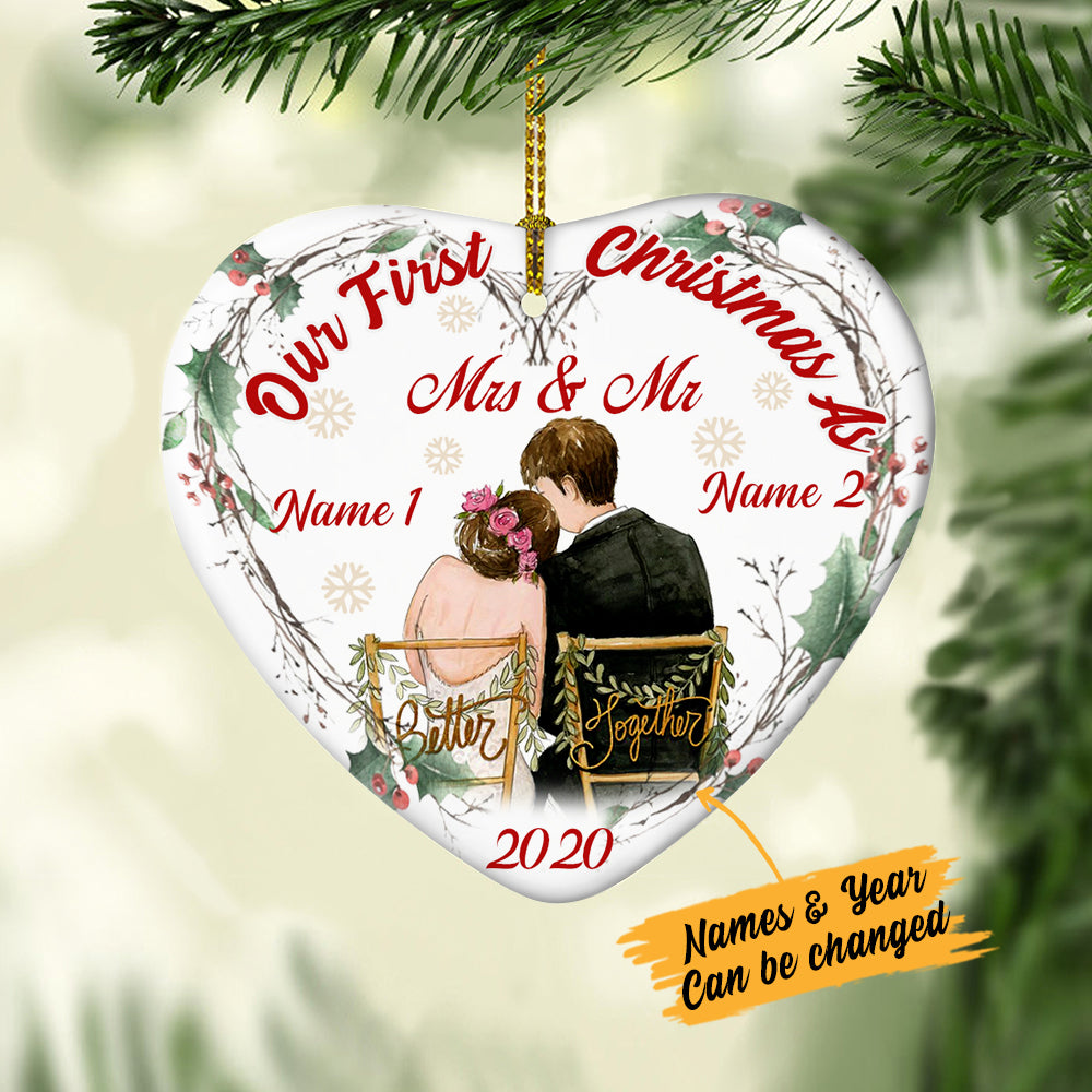 Personalized First Christmas Wedding Couple Ornament OB51 65O34