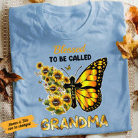 Personalized Grandma Sunflower Butterfly T Shirt MY34 95O58 thumb 1