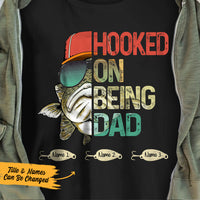 Personalized Hooked On Being Grandpa Papa Fishing T Shirt AP176