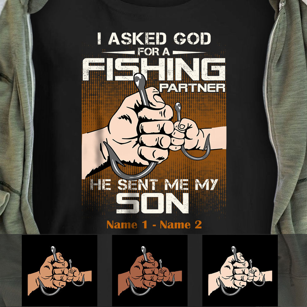 Father's Day 2021 Gift - Personalized Family Gift for Dad/Grandpa - Personalized Dad and Daughter Fishing Partners T Shirt AP201 65O57 Name Custom