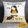 Personalized Girl Dog Happy Place Pillow  JR95 81O34 (Insert Included) 1