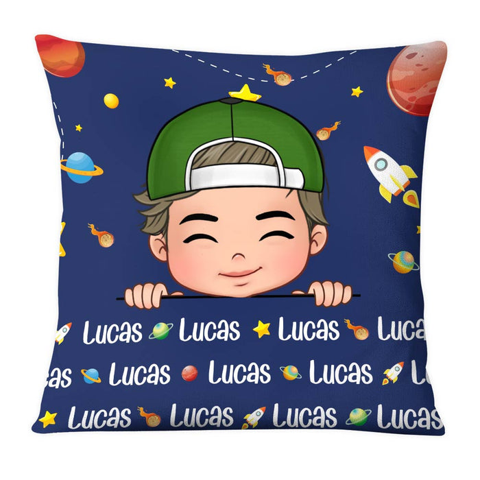Personalized Gift For Grandson Custom Name Outer Space Pillow 30768 1