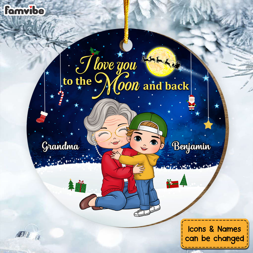 Personalized Gift For Grandson Love To The Moon Circle Ornament 30580 Primary Mockup