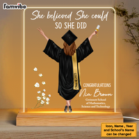 Personalized Graduation Gift She Believed She Could So She Did Plaque LED Lamp Night Light 25040 thumb 1