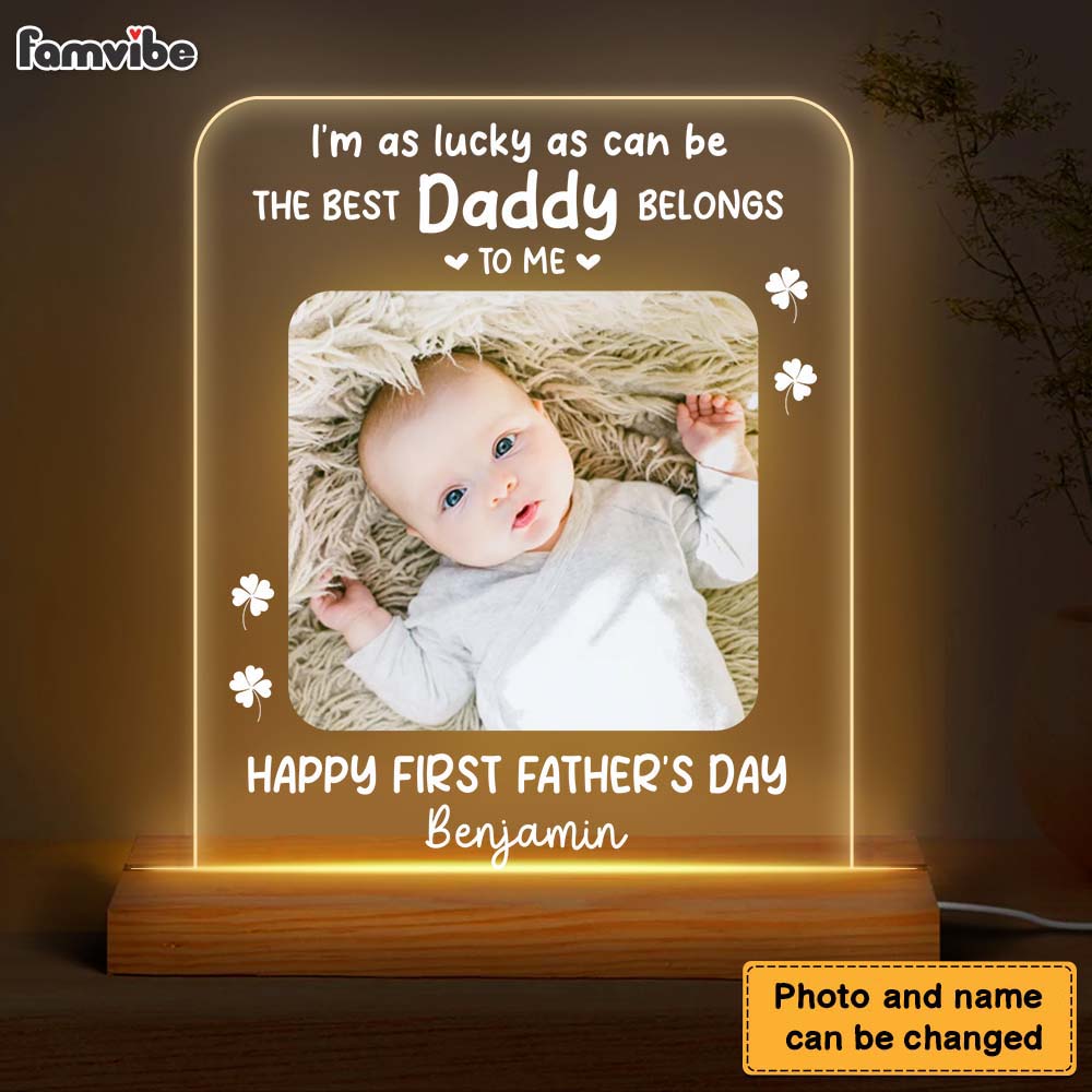 Personalized Gift For New Dad Happy 1st Father's Day Plaque LED Lamp Night Light 25351 Primary Mockup