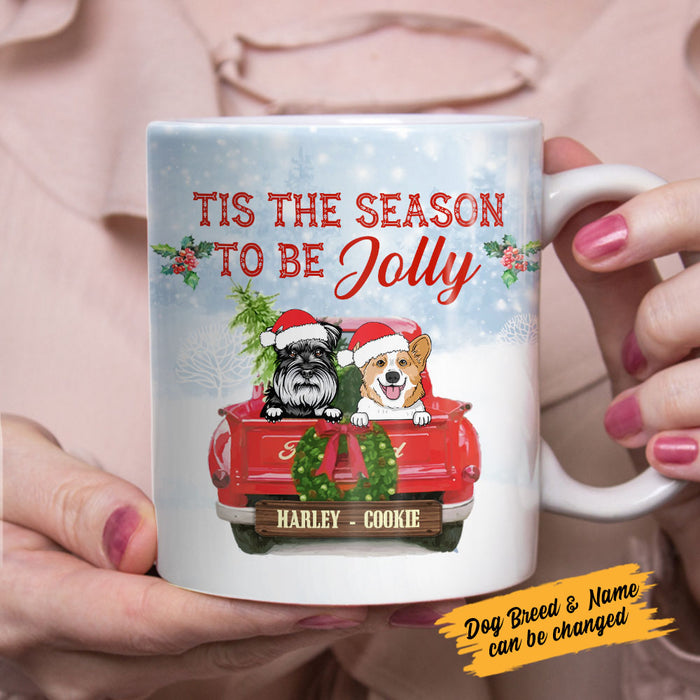 Personalized Dog Red Truck Jolly Christmas Mug SOB191 87O58 1