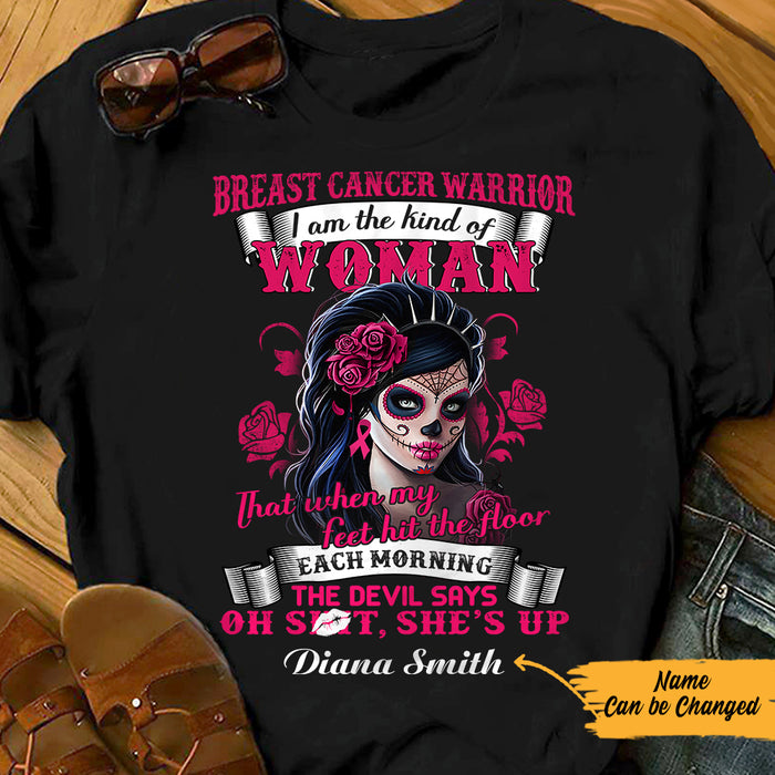 Personalized Skull Girl Breast Cancer Kind Of Woman T Shirt AG261 30O57 1