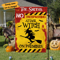 Personalized No Trespassing Attack Witch Halloween Flag AG191 65O53 thumb 1