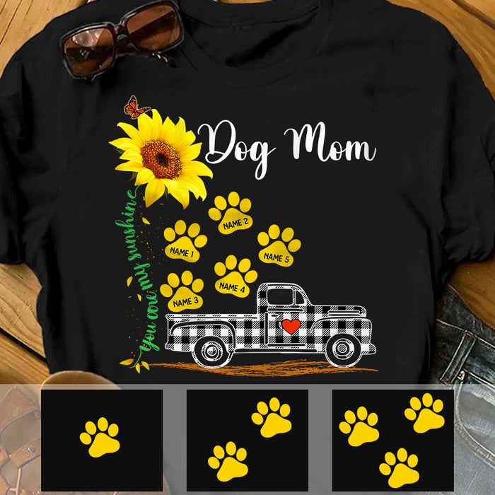 Personalized Sunflower Paw Dog Mom Grandma T Shirt AP51 65O57 1