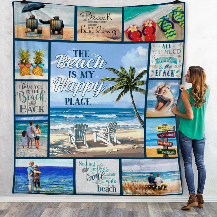 Beach Happy Place Fleece Blanket JN301 65O47 1