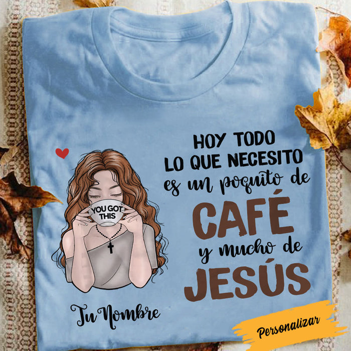 Personalized Coffee Jesus Girl Spanish Café Jesús BWA T Shirt AP1410 95O58 1
