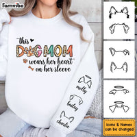 Personalized Gift For Dog Mom Wears Her Heart Unisex Sleeve Printed Standard Sweatshirt 31661 thumb 1