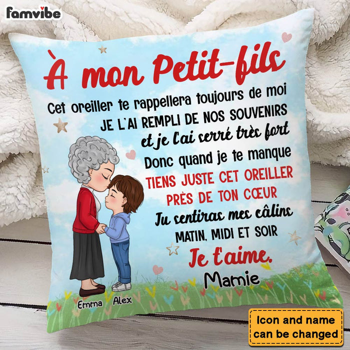 Personalized Gift For Grandson French À Mon Petit-fils Canvas Pillow 30394 1