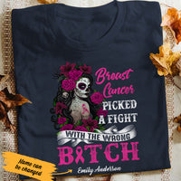 Personalized Skull Girl Breast Cancer T Shirt AG254 85O47 thumb 1