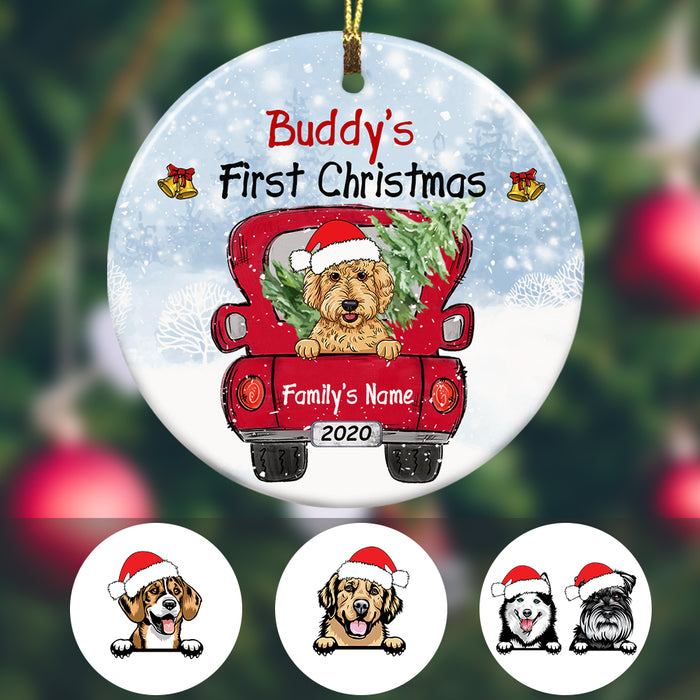 Personalized Dog First Christmas Red Truck  Ornament OB221 81O34 1