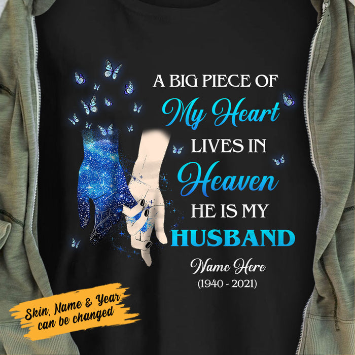 Personalized Widow Memorial Husband My Heart In Heaven T Shirt MR243 65O58 1