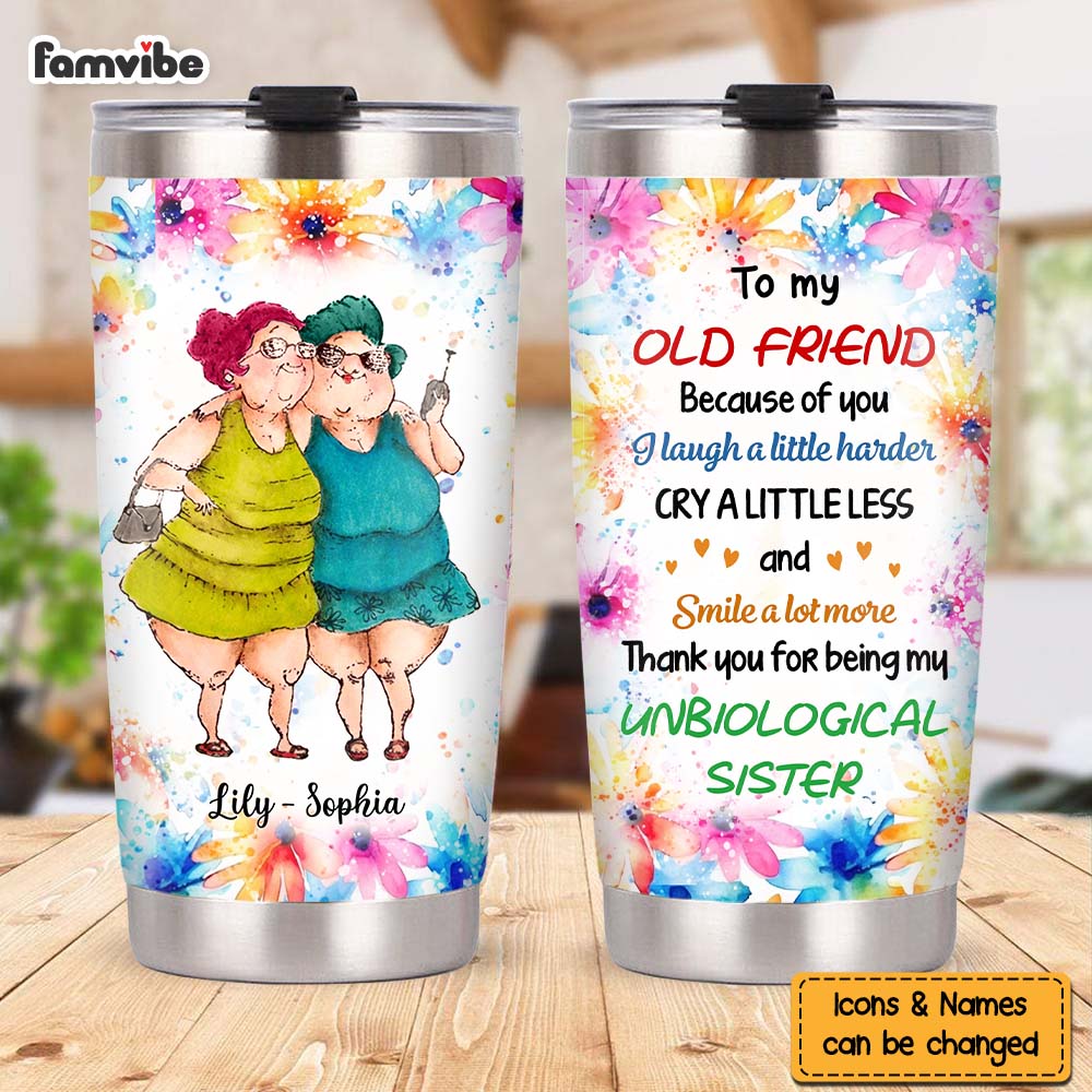 Personalized Gift For Old Friends Because Of You Floral Theme Steel Tumbler 30616 Primary Mockup