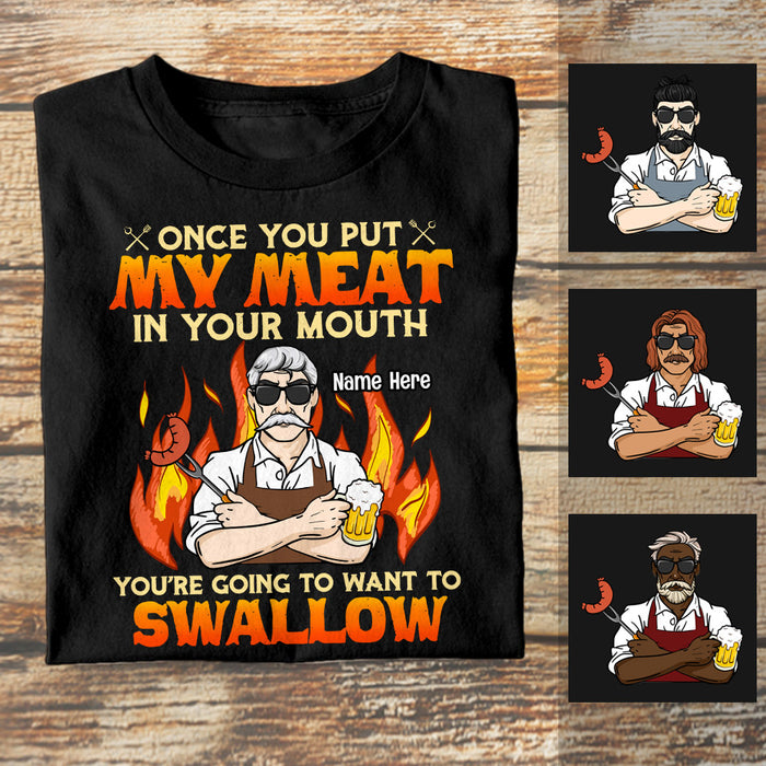 Personalized Dad Swallow Meat BBQ Grill T Shirt JL62 25O53 1