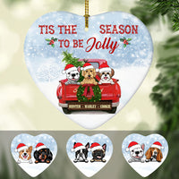 Personalized Dog Red Truck Jolly Christmas  Heart Ornament SOB191 87O58 thumb 1