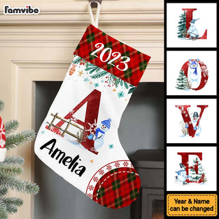 Personalized Gift For Family Name Letter Christmas 2023 Stocking 30220 Primary Mockup