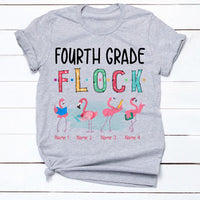 Personalized Teacher Flamingo Flock T Shirt JN271 30O34 thumb 1