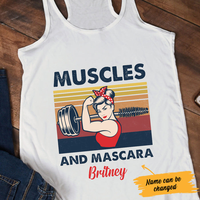 Personalized Gym Women Muscles & Mascara Racerback Tank JL105 95O34 1