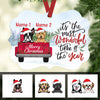 Personalized Dog  Red Truck Christmas The Most Wonderful Time Benelux Ornament OB22 87O34 1