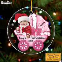 Personalized Photo Baby's First Christmas Baby Carriage Circle Ornament 30314 thumb 1