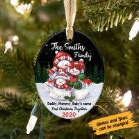 Personalized First Christmas Snowman Family  Ornament OB13 85O60 thumb 1