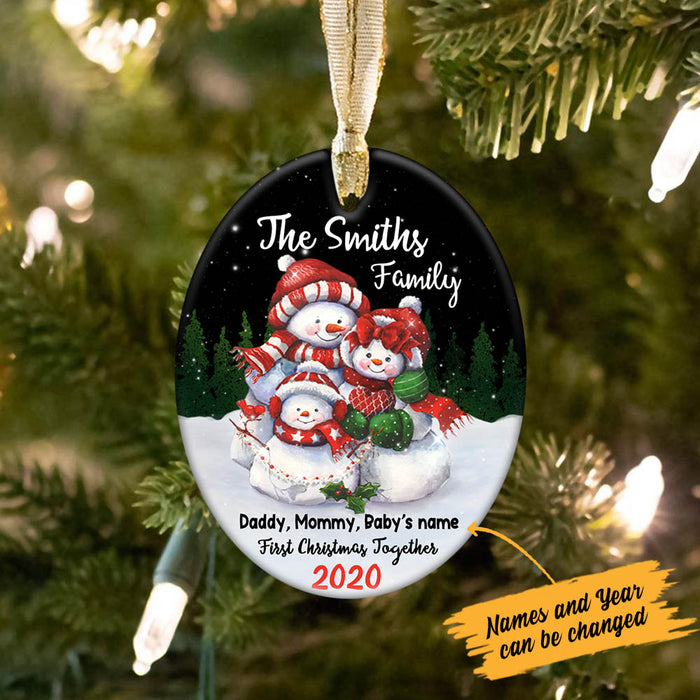Personalized First Christmas Snowman Family  Ornament OB13 85O60 1