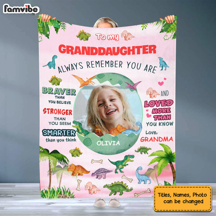 Personalized Gift for Grandson Dinosaur Photo Upload Remember You Are Blanket 30508 1