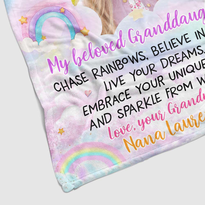 Personalized Gift For Granddaughter Rainbow Photo Custom Blanket 31464 1
