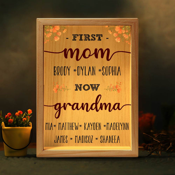Personalized Gift For Nana First Mom Now Grandma Picture Frame Light Box 31484 1