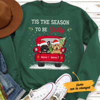 Personalize Dog Red Truck Christmas Sweatshirt NB242 95O36 thumb 1